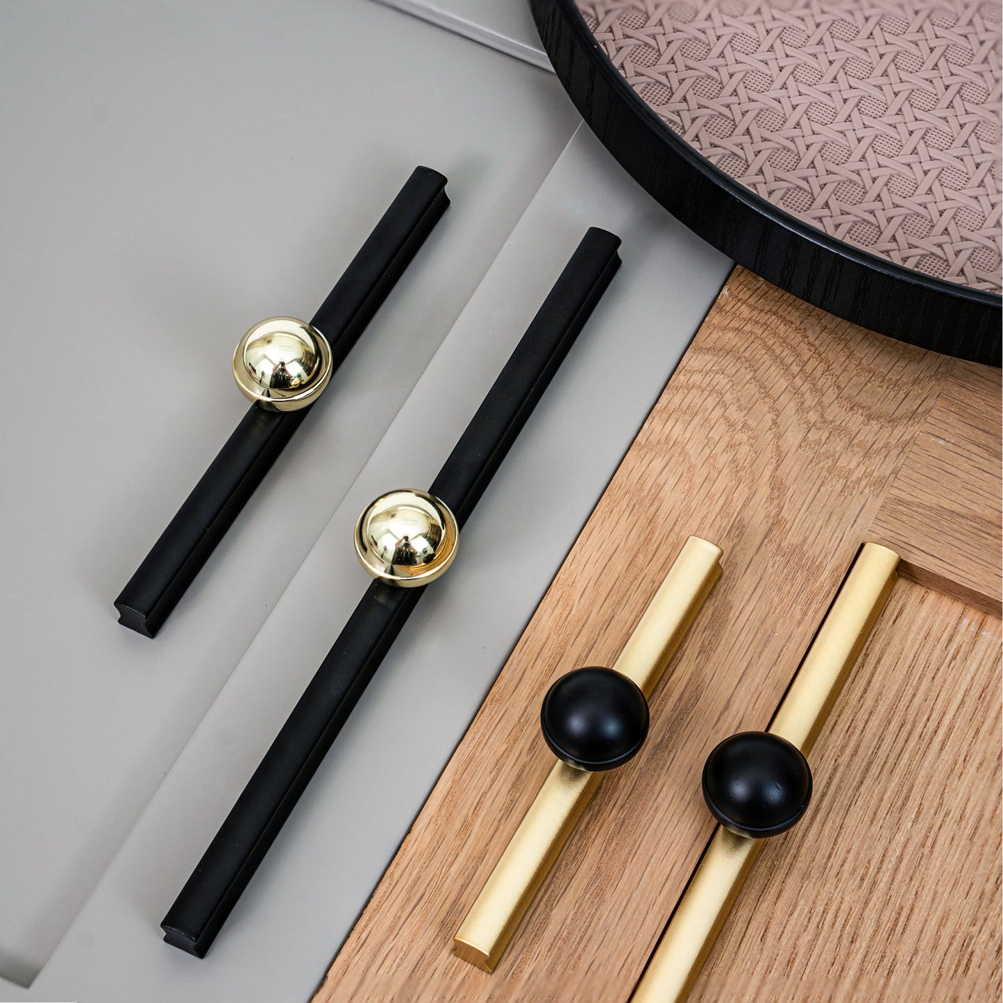 LuxeEdge Geometric Gold & Black Cabinet Handle
