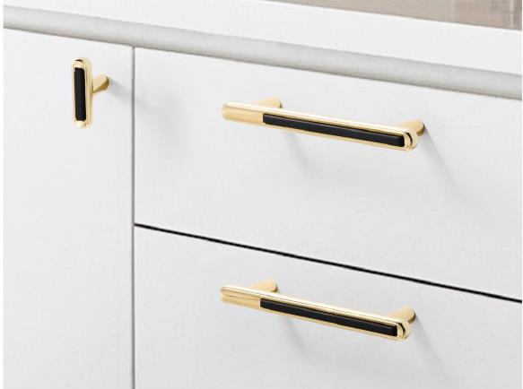 Elegant Gold Porcelain Cabinet Handles - 18K Gold Finish & Refined Design