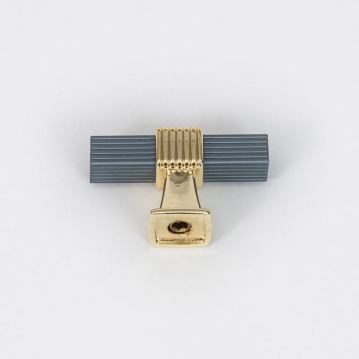 Modern Ribbed Cabinet Knobs with Gold Accents