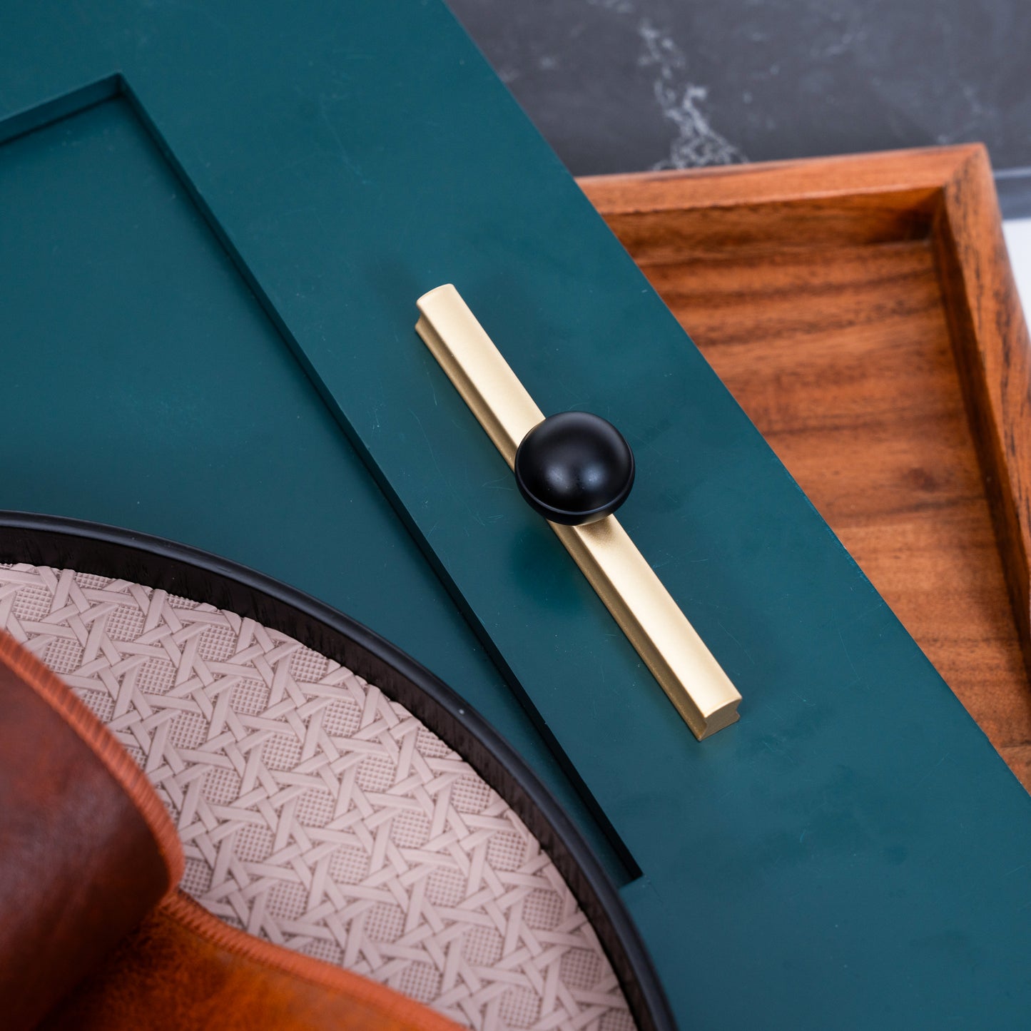 LuxeEdge Geometric Gold & Black Cabinet Handle
