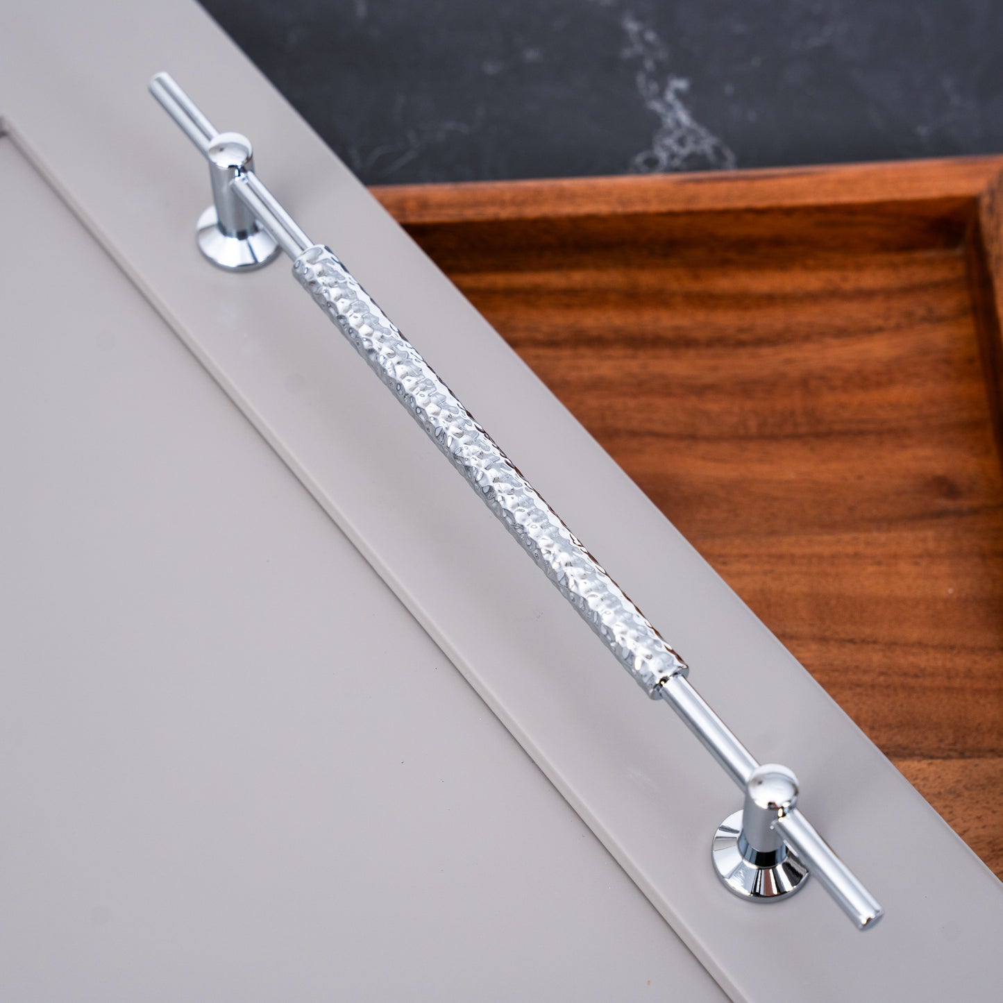 LuxeForge Textured Metal Cabinet Handle Collection - Hammered & Knurled Design