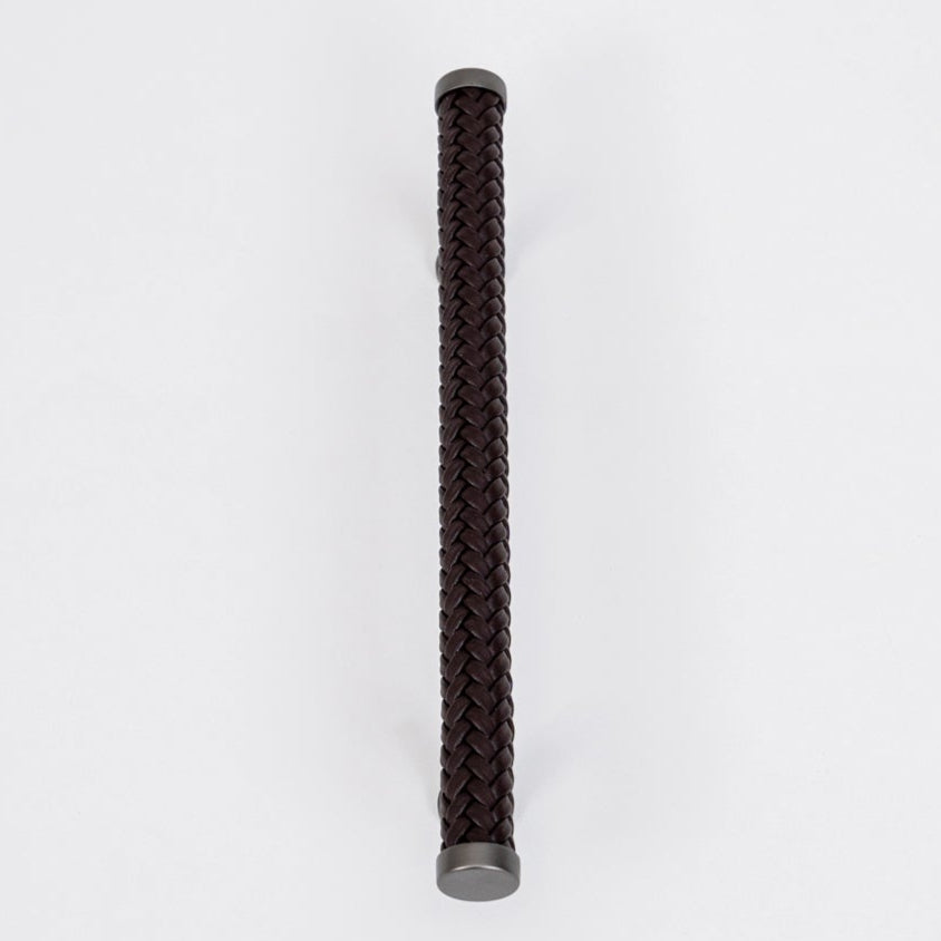 Braided Leather Cabinet Handles with Metal Accents - Luxury & Artisan Design