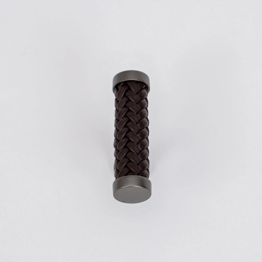 Braided Leather Cabine Knobs with Metal Accents