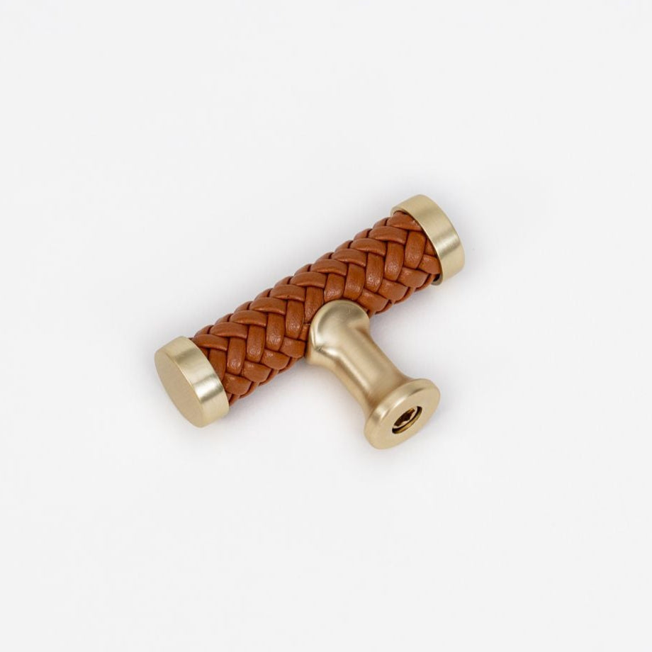 Braided Leather Cabine Knobs with Metal Accents
