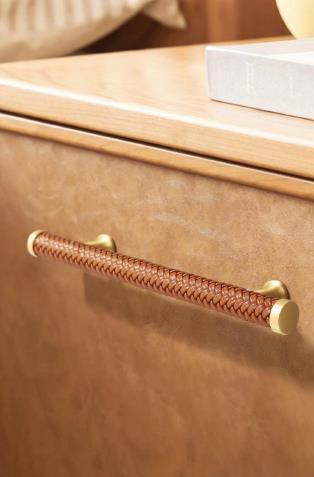 Braided Leather Cabinet Handles with Metal Accents - Luxury & Artisan Design