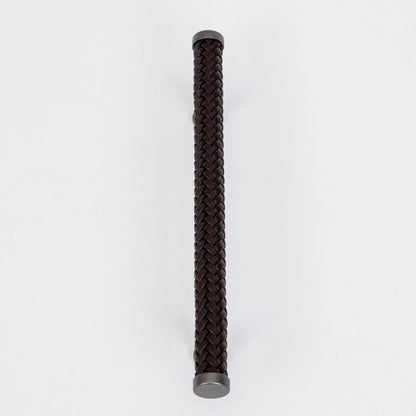 Braided Leather Cabinet Handles with Metal Accents - Luxury & Artisan Design