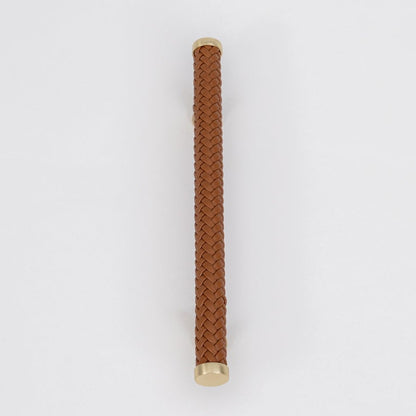 Braided Leather Cabinet Handles with Metal Accents - Luxury & Artisan Design