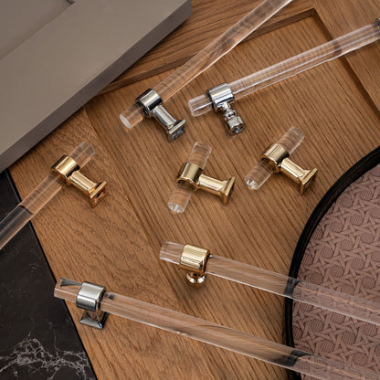 Transparent Acrylic Cabinet Knobs with Metallic Accents