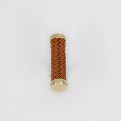 Braided Leather Cabine Knobs with Metal Accents